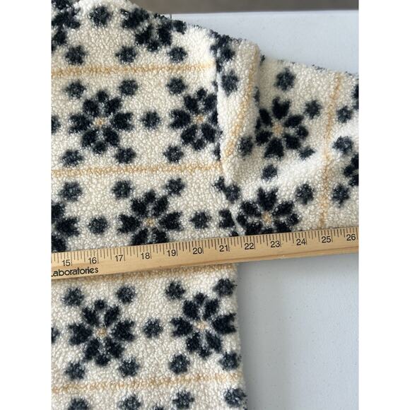 Loft Outlet Jacket Snowflake Print Size Med. Petite Fleece Pullover‎ Sherpa - Picture 5 of 8